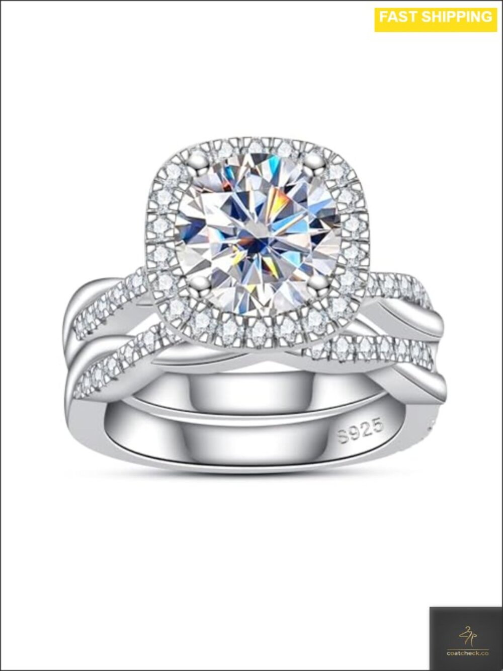 Moissanite Wedding Ring Set 925 Sterling Silver Twisted Vine Bridal